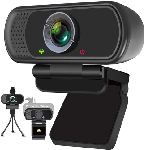 XPCAM Full HD 1080P Webcam with Microphone and Tripod, Pro Streaming Computer Camera with Privacy Cover, Widescreen USB Web Camera for Desktop PC Laptop Mac