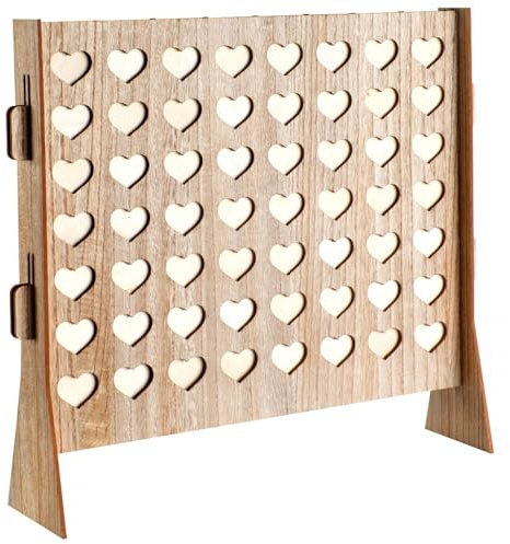 Miss Lovely Gästebuch Alternative 4 Gewinnt Spiel Holz-Rahmen mit 56 Holz-Scheiben/Hochzeits-Gästebuch/ausgefallene Gästebuch Alternative Geburtstag/Taufe/Konfirmation/Kommunion