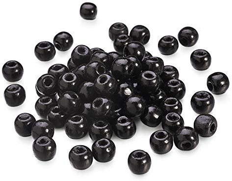 Cheriswelry 200 Stück 10 mm schwarze Naturholzperlen runde Kugel Holz-Abstandshalter, lose Perlen für Schmuck, Armband, Heim- und Partydeko. Loch: 3,5 mm