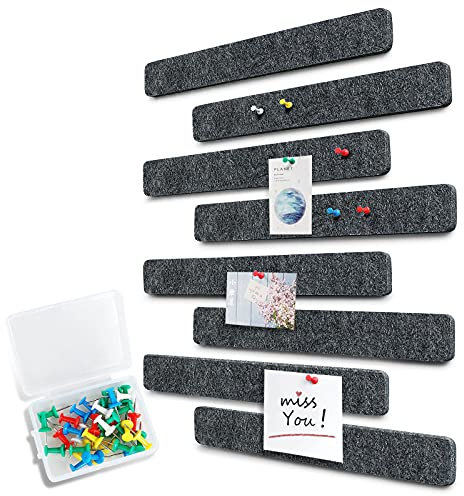 Uoisaiko Filz Pinnwand Selbstklebend mit 40 Pinnnadeln, 8 Stück Pinnwand Bar Streifen Filzboard Memotafeln Fotos Filzplatte Bulletin Board Wanddekoration für Büro Küche