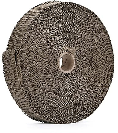 Hitzeschutzband，Auspuff Hitzeschutzband 1/25MM 15M Titan Auspuffkrümmer Wärmeband mit Verschlussbändern Wärmeschutz Rollschild Autozubehör