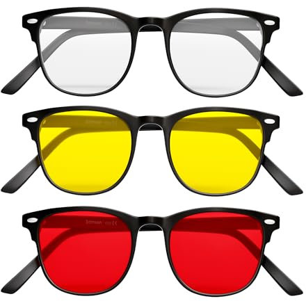 Occhiali Luce Blu Donna e Uomo Set 3 Giallo e Rosso | Occhiali Luce Blu Uomo Occhiali Per Computer Occhiali Anti Luce Blu Donna Blue Light Glasses OCChiali Anti Luce Blu uomo occhiali Filtro Luce Blu