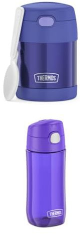 Thermos kids FUNTAINER FOOD JAR 0,30l, purple, Thermobehälter für Essen mit Löffel, 5 h heiß / 7 h kalt kids FUNTAINER TRITAN BOTTLE, purple, Kinder-Trinkflasche aus Tritan, leicht
