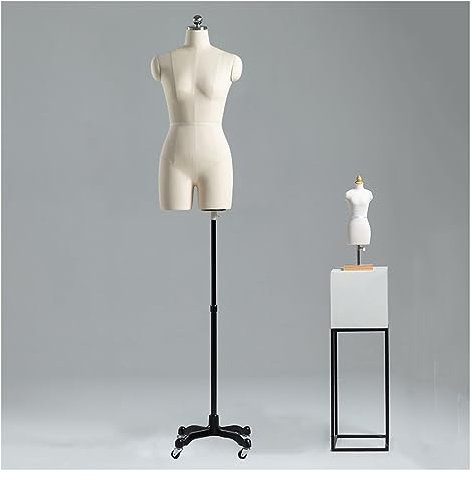 Schneiderpuppe für Damen, weibliche Schneiderpuppe, Kleiderkörper, Torsoform, Halbkörper, geteiltes Bein, höhenverstellbar, beweglicher Universal-Rad-Schneiderpuppen-Tor