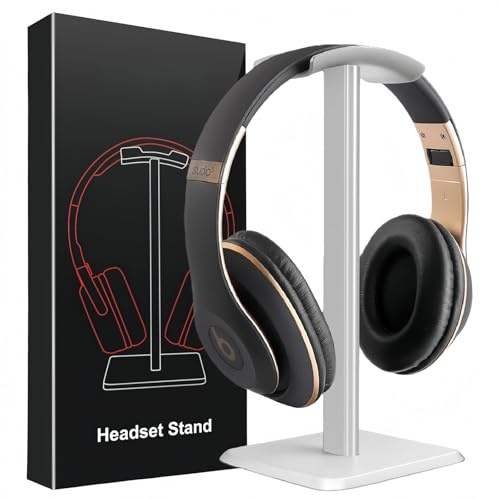 Headset stativ, hörlurshållare, spelhörlursstativ, hörlurshållare, hörlursstativ, stativ för övre örat, hörlurar, krokar med halkfri TPU-silikon för bordsvitrinskåp (silver)