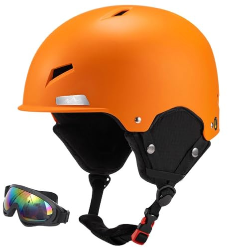 Ultra-Lightweight Ski/Snowboard Helmet for Men, Women & Kids - Adjustable Fit, Meets DOT Safety Standards, Perfect for Youth, Adults, Children, Snowboarding Gear & Accessories(A Dark orange,L(56-60CM)