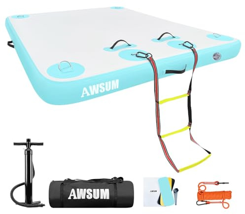 AWSUM 365x180x15cm Piattaforma Gonfiabile per Il Nuoto Air Dock Piattaforma Galleggiante Dock Galleggiante Dock Gonfiabile per Lago, Piscina, Spiaggia, Oceano