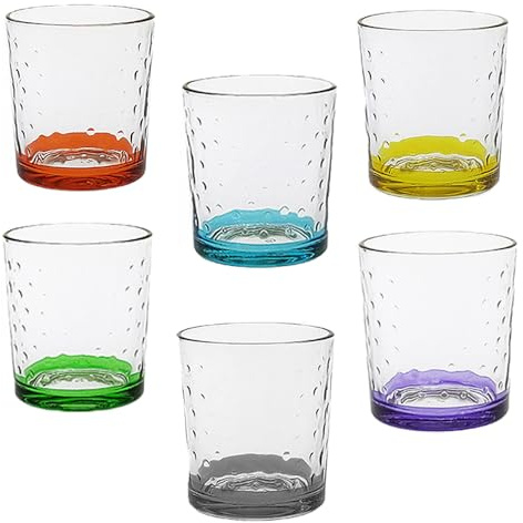 Bicchieri Eleganti per Stile e Raffinatezza in Vetro 26 cl Set di 6 fondo multicolore in casa per Ogni Tavola e Occasione bar hotel ristorante