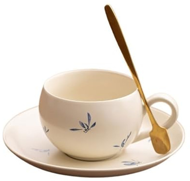 CYairong-22 Tasse à café Ensemble de tasses à café et soucoupes en céramique de 220ML, tasse à thé de l'après-midi de bureau exquise de haute qualité, tasses de luxe légères Tasses