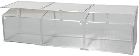 Polycarbonate Outdoor Greenhouse with Openable Roof, Mini Cold Frame Plant Shelter for Winter, Weather-Resistant Garden Structure for Backyard, Patio, Balcony, and Terrace,Silver