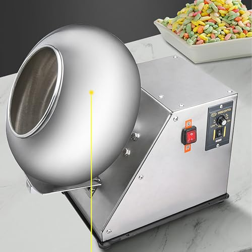 Máquina Comercial Mini Para Revestimiento De Azúcar - Máquina De Panificación De Chocolate De Velocidad Ajustable, Recubridora De Dulces/nueces De Acero Inoxidable 304 Con Secado Y Pulido silver