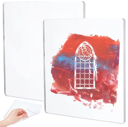 nbeads 2 Stück Monotypie Druckplatten, 18cm/7 Zoll Quadrat Gel Druckplatten Transparente Druckgrafik Materialien Für Kunst Kartenherstellung Scrapbooking Und Kunsthandwerk