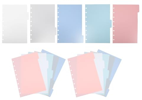 Veemoon Separadores de Índice para Carpetas de Anillas de Polipropileno Tamaño 55X85 Pulgadas Juego de 15 Hojas 3 Sets de 5 Colores con Pestañas Escribibles para Oficina Escuela y