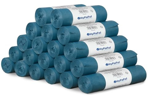 Hypafol 200 Stück reißfeste Müllsäcke | extra starke Abfallsäcke | 20 blaue Rollen | 60 L Fassungsvolumen | stabile Müllbeutel aus umwelfreundlicher Recyclingfolie