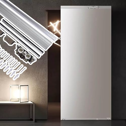 Kit Porte Coulissante Porte Coulissante Miroir Sans Rail Apparent, Système de Fermeture Douce pour Porte Coulissante Type Grange, Kit de Rails pour Porte de Placard(53in/1.35m/4.4ft)