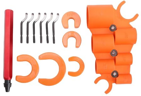 Cocoarm Set di Utensili per Smussatura Tubi, Alesatore per Rimozione Sbavature con Righello di profondità e in Plastica per Tubi in PVC, Rame, Alluminio da 1/4, 3/8, 1/2, 5/8, 3/4,