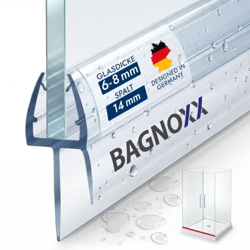 Bagnoxx Duschdichtung, Schleiflippendichtung 100cm, für 8mm Glasstärke | transparente Duschtürdichtung, Wasserabweisprofil für Duschkabine im Bad als Türdichtung unten, doppelte Weichlippe aus PVC