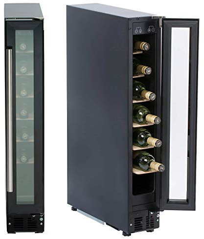 SIA WC15BL Undercounter Wine Cooler Fridge, 22L 7 Bottle Capacity, LED Light, Black