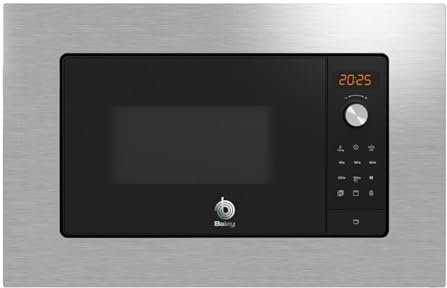 BALAY - Microondas Integrable, 20 litros, con Marco, Grill, Iluminación LED, Asistente de Limpieza Aqualisis, Negro y Acero Inoxidable, 3CG6112X3