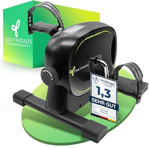 Neu Tretmann Basic Pedaltrainer Set -extra standfest & leise- inkl. Befestigungsband -DEKRA Geprüft- Beintrainer für Senioren Heimtrainer Mini Bike Schwarz Grün