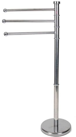 Tradineur - Toallero de pie metálico con 3 Barras, Base Redonda, Soporte para Toallas, Accesorios de baño, Aseo (Gris, 85 x 22 cm)