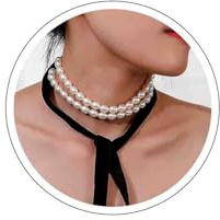 Atentuyi Geschichtet Boho Hochzeit Perlenkette Doppelkette Perle Choker Lange Breite Schwarze Samt Halskette Band Fliege Halskette Kragen Hals Schmuck Frauen Und Mädchen Für Braut Brautjungfern