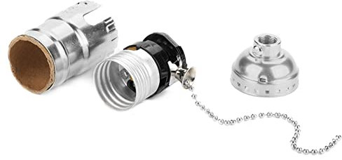 Catena e Cavo di Trazione, Sostituzione Portalampada a Catena, Presa di Luce Vintage in Alluminio E27 con Catena di Trazione Lampada da Scrivania Supporto per Illuminazione Base