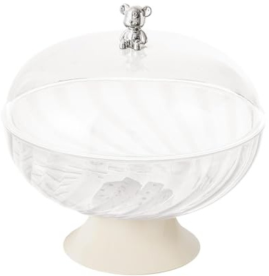 Sharplace Pedestal Fruit Bowl with Lid - Decorative Fruit Plate with Draining Holes - Multifunctional Countertop Bowl for Party, Wedding, Vegetables, Breads, Snacks - Clear