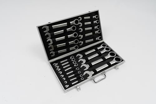 ACROSSPART Juego de llaves de carraca de 22 piezas, 6-32 mm, con caja de almacenamiento, juego de llaves combinadas, carraca, llave combinada