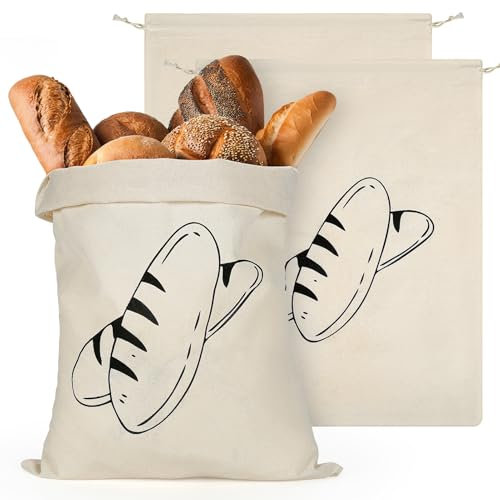 3 Stück Brotbeutel Leinen Ungebleicht, 40x30cm Brotsack zum Frischhalten Leinen, Leinenbeutel mit Kordelzug Leinen Brotbeutel für Brot, Obst und Gemüse