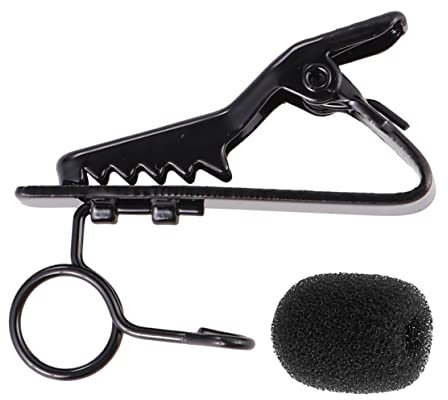 LOLIPPYY Lot de 24 Clips de Microphone en Métal Noir 12 Pinces de 8,5 Mm et 12 Housses en Éponge, Pince à Cravate pour Enregistrement Vocal et Karaoké en Ligne