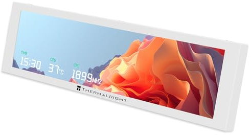 Thermalright-TR Trofeo Vision 9.16 LCD White, 9,16-Zoll Vollfarb-LCD-Magnetanzeigebildschirm, 1920x480-Auflösung, Master-CPU/GPU-Temperatur (Weiß)