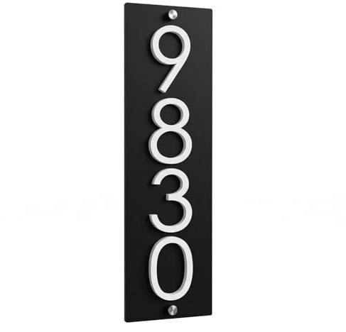 Custom Address Plaque- 3D Acrylic Large House Numbers Sign for Outside, 5mm Thick Modern Address Plaque with Raised Numbers- Personalized Address Sign in Vertical and Horizontal, Waterproof Matte Finish Door Number Sign for Outdoor Home Use