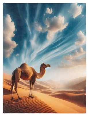 Cozy Velveteen Microfiber Blanket - The Camel Design for Adults