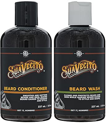 Suavecito Beard Wash Set Cleansing and Conditioning Beard Kit For Men (8 oz. each)