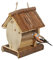 Relaxdays Vogelfutterhaus Holz, zum Aufhängen, Garten, Vogelfutterspender Kleinvögel, HxBxT 19,5 x 15 x 12,5 cm, Natur
