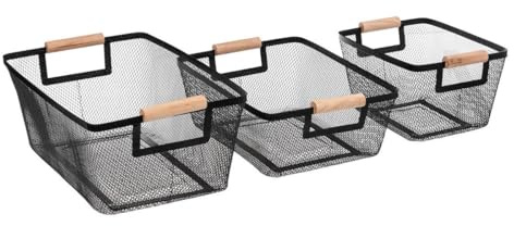 5five - 3 paniers de Rangement Noir métal
