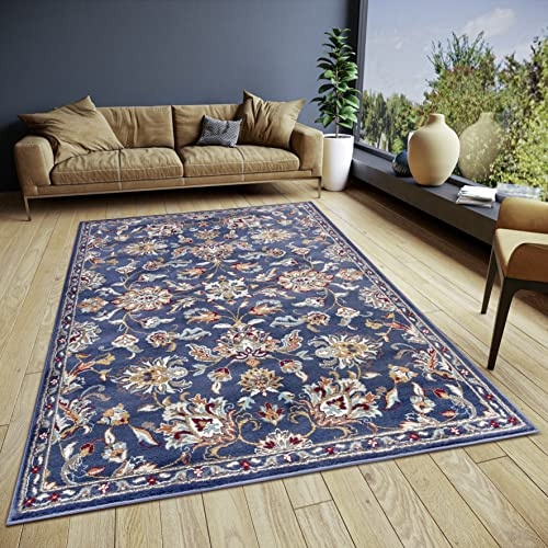 Hanse Home Caracci Teppich Orientalisch – Orient Läufer klassisch dicht gewebt mit Ornamenten und Blumenmotiven Weicher Kurzflor für Schlafzimmer, Esszimmer, Wohnzimmer, Flur, Küche – Blau, 160x235cm