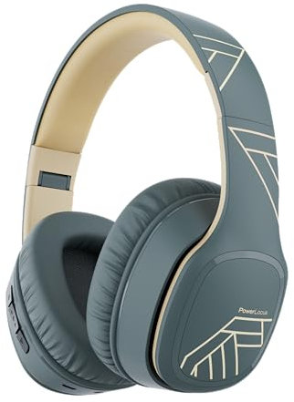 PowerLocus Wireless Headphones Over Ear, Bluetooth Headphones Over Ear, 50 Hours Playtime, Foldable Headphones with Built-in Microphone, Hi-Fi Stereo, Lightweight and Wired Mode for Phone Travel PC