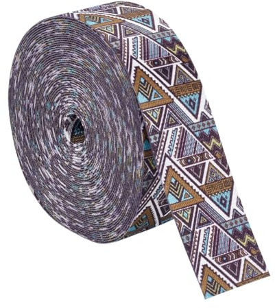 BENECREAT 9,5 meter / 8,68 m tryckta vävremmar 38 mm (1-1/2 tum) polyester jacquard-rem randig triangel sömnad, sadelgjord, färgglatt vävt band för klädtillbehör, rem