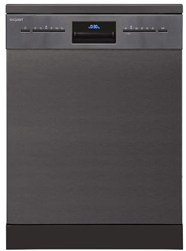 Exquisit Geschirrspüler GSP9614-030B inox-az | 14 Maßgedecke | 60cm Breite | Korblift | Aquastop | Flexible Besteckablage | Auto-Door-Open