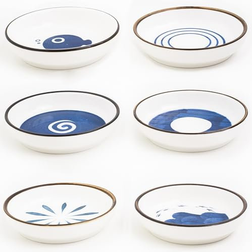 XNSHUN 6 Stück Snack Schalen Set Dip Schälchen, Mini Keramik Soße Gewürzschalen Sushi Sojasauce, 3.5 Inch Dipschalen Soja Saucenschälchen Für Gewürzen Sojasauce Saucen Snacks (Blau)