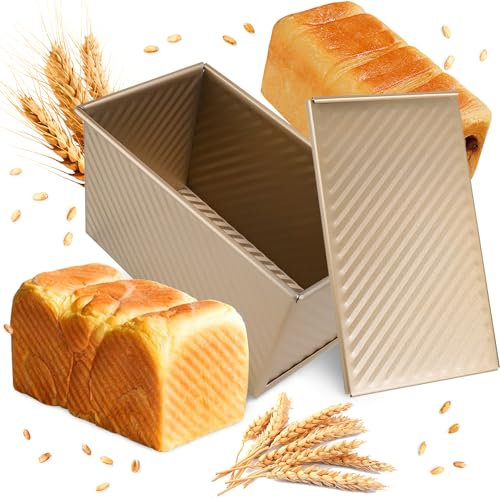 Dncvb Stampo per Pane in Cassetta, 21 x 12 x 11,7 cm Stampo Per Pane in Cassetta con Coperchio, Antiaderente Stampo per Plumcake 450g Pasta, Teglia per Pane per pane, arrosto e