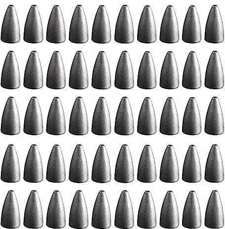 SagaSave Wurmfischen Sinker Gewichte Set, 100Stück 10g Bullet Angelgewichte, Metall Sinker Gewichte zum Angeln von Sinkern, Bullet Köder Fallgewichte für Hecht Posenfischen mit Toten Ködern