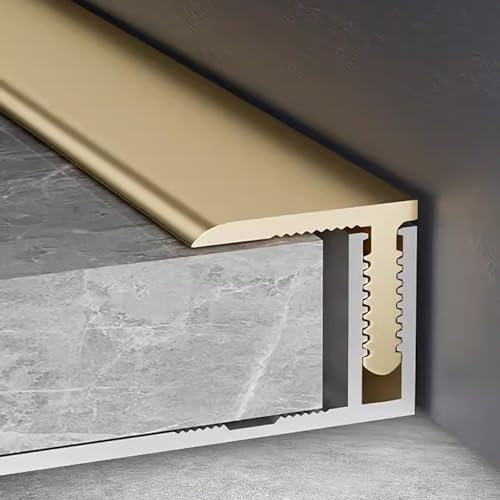 übergangsprofil T-Formteil Übergangsleiste Messing für Fliesenboden, Metallboden Mit Goldfliesenkantenverkleidung für Dekorationsgeschäft, Boden-Eckrand-Zierleiste mit Sockel, Lücke Beitreten ( Color