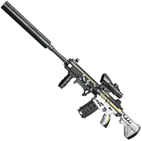 Electric Gel Ball Blaster M416, Automatic Splatter Ball Blaster with Goggles & 20000 Ammo, Soft Bullet Blaster Toy Gun for Outdoor Shooting Team Game for Adults and Kid (White)