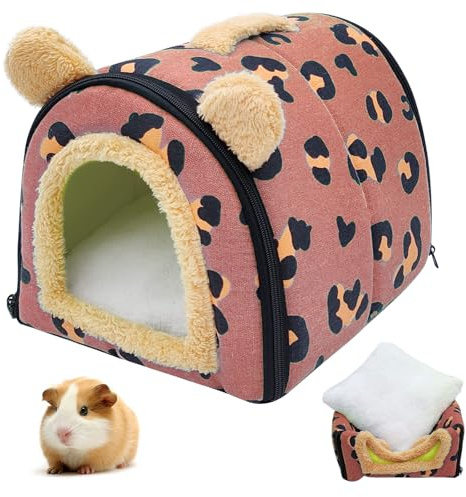 Meerschweinchen Höhle, Meerschweinchen Bett Mit Abnehmbarem Kissen, Waschbar Kaninchenhöhle Kuschelhöhle, Meerschweinchens Haus, Meerschweinchenbett Für Meerschweinchens Frettchen Chinchilla (Rot, A)
