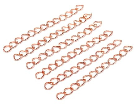 WENH 100 st/parti förlängningskedja med svans, förlängda förlängningskedjor, kontakt 50 mm 70 mm for smyckestillverkning(Rose Gold,7cm)