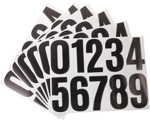 BESTonZON Autocollants Chiffres Adhésifs 4 Pouces Noirs Grands Autocollants Numérotés Résistants à L’Eau Lot de 6 Pièces pour Boîtes aux Lettres Poubelles et Identification Extérieure