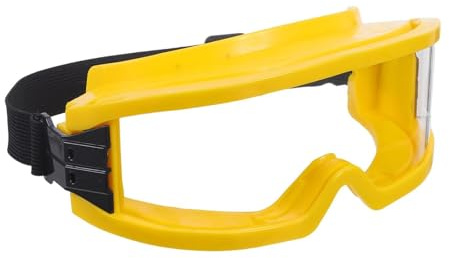 POPETPOP Occhiali di Sicurezza Antiappannamento Gialli per Laboratorio e Cantiere, Protezione Occhi Resistente al Calore Fascia Regolabile per Lavori di Falegnameria e Chimica